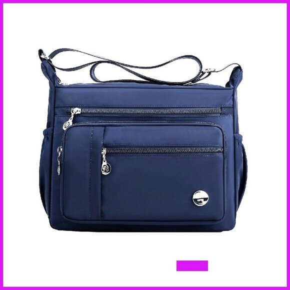 Handbags - Nylon Crossbody Purse Roomy Multiple Pockets Tote Shoulder Bag Minimal Chic